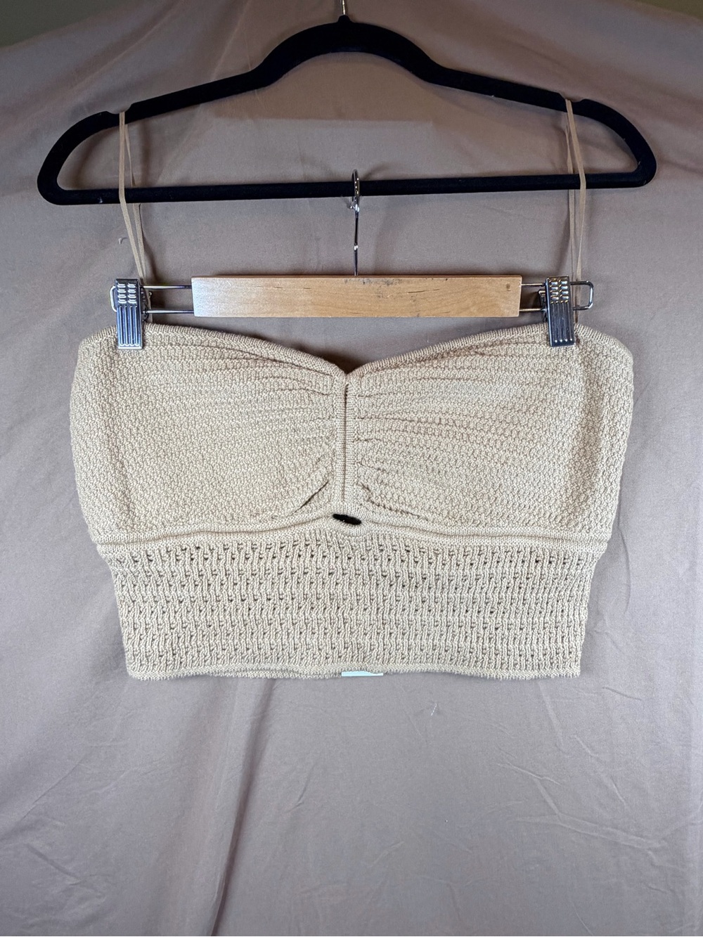 American Eagle NWT Knit Bustier Crop Top Beige Corset Coquette Y2K XL
